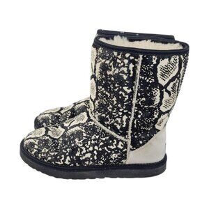 UGG Women's White Black Classic Short Exotic Snake Ankle Winter Snow Boots Sz 7